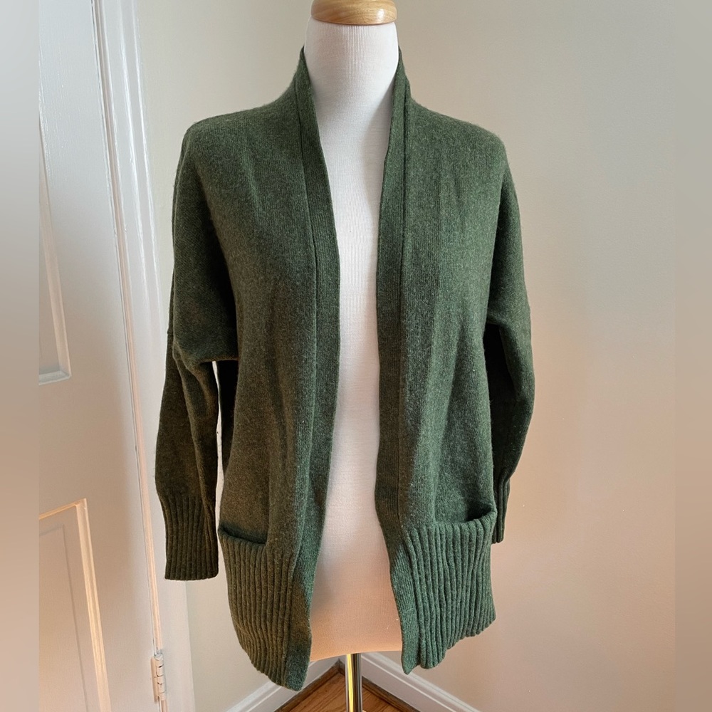 J. Crew Green Wool Cashmere Cardigan